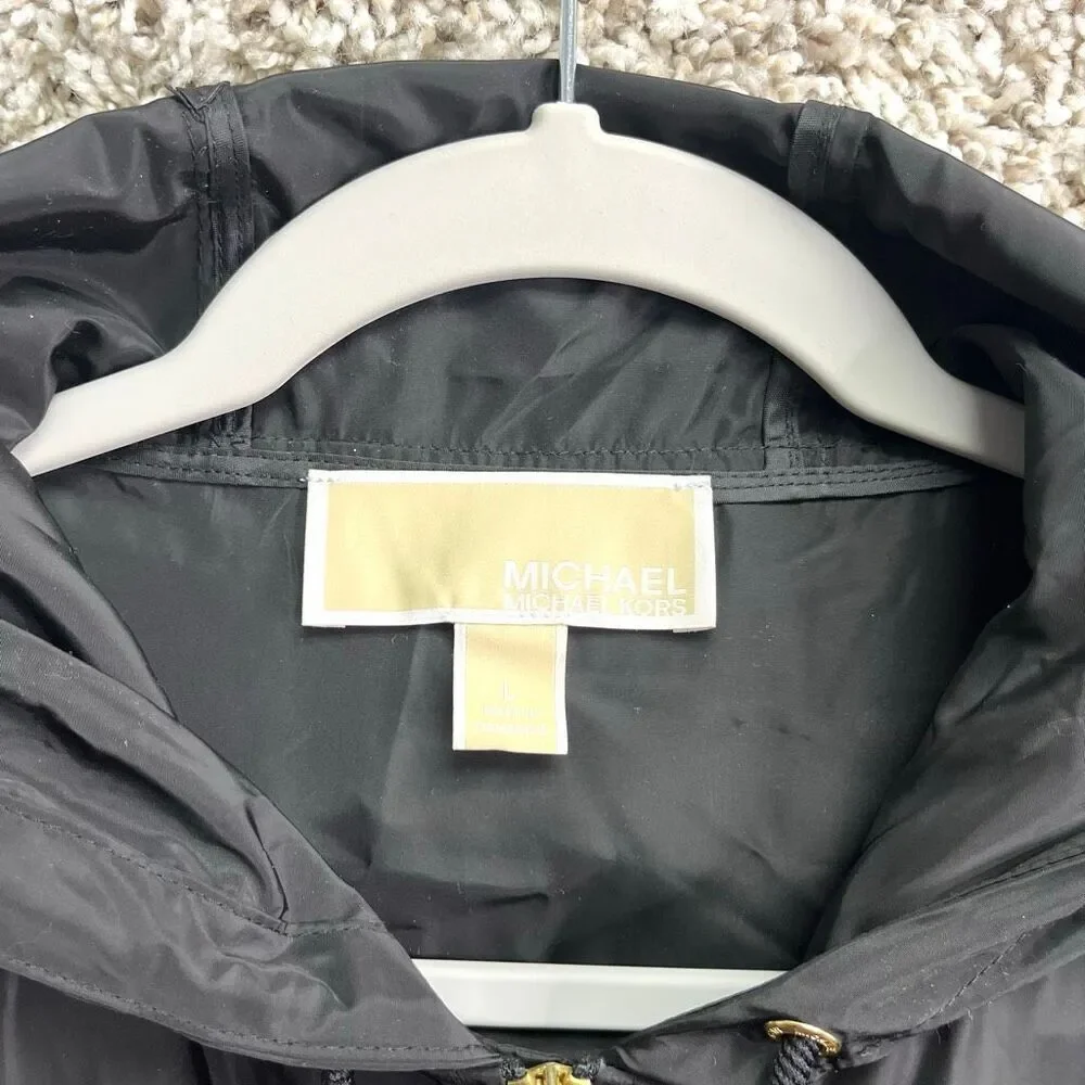MICHAEL Michael Kors Jacket Women’s Large Black Zip‎ Up Anorak with Hood
